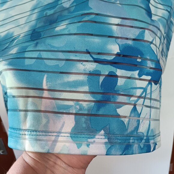 Susan Graver Passport Women's XL Blue Silky Liquid Knit Tunic Floral Print - Picture 5 of 14